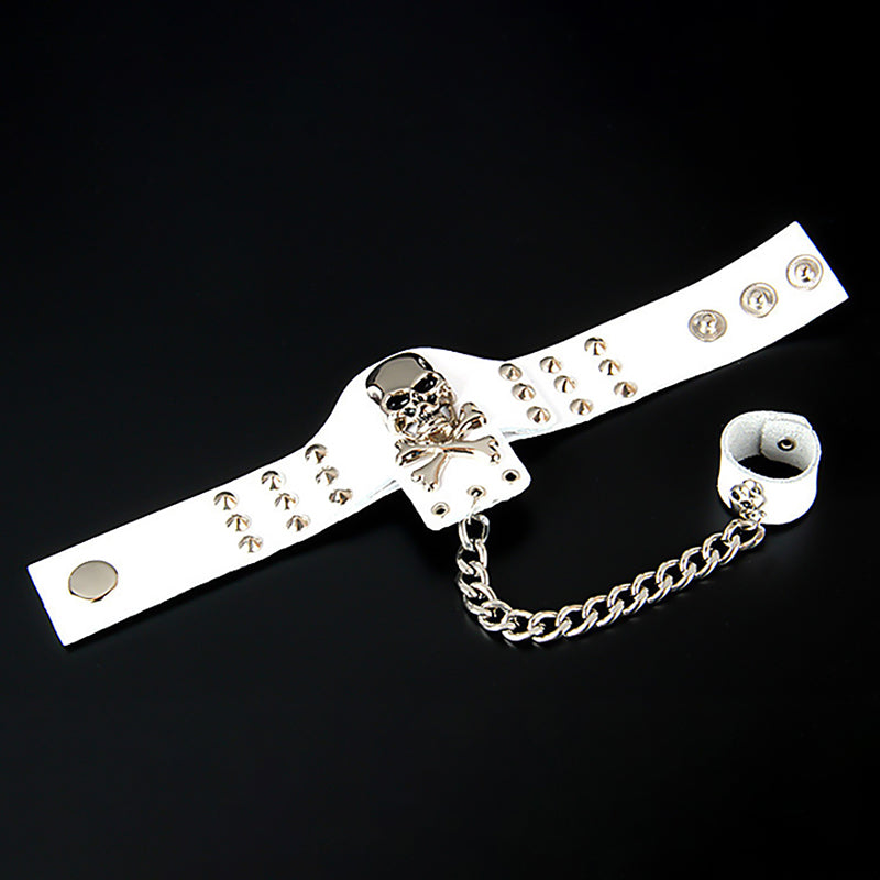 Punk Gothic Skeleton: Faux Leather Bracelet for Men/Women