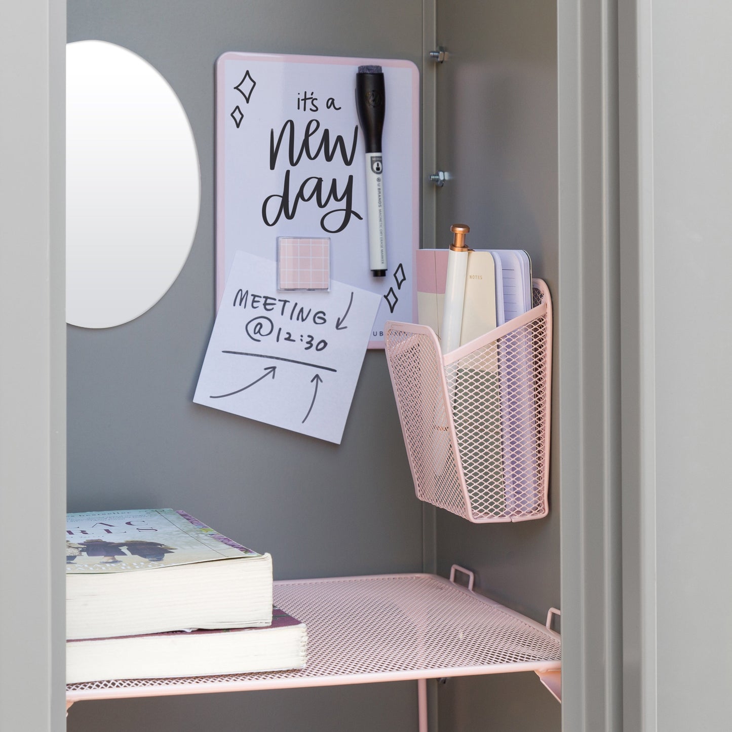 Locker Kit w/ Shelf and Accessories, Blush