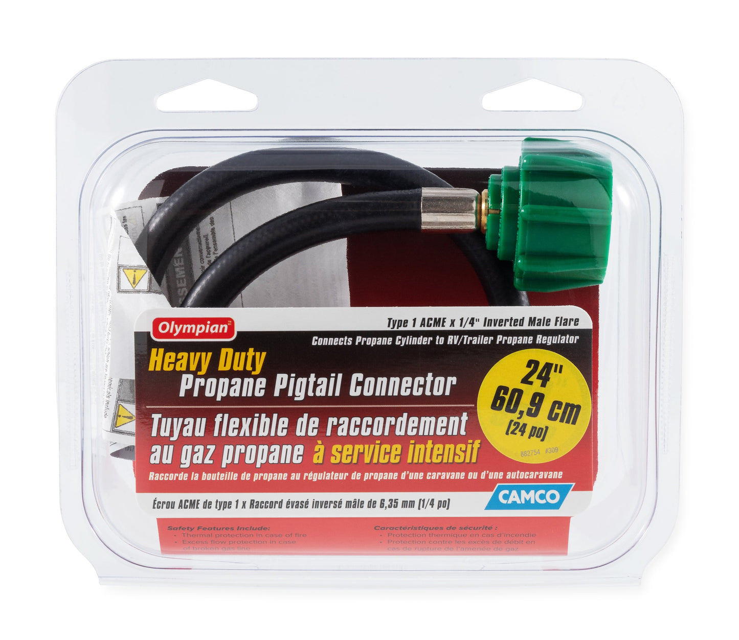 Pigtail Prop Hose Conn 24",Clamshell