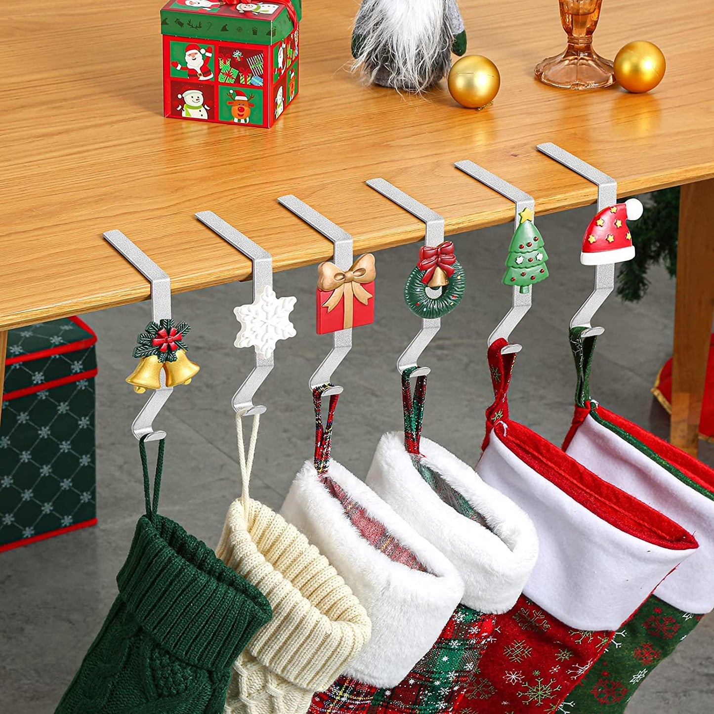 6 Pack Silver Christmas Stocking Holder