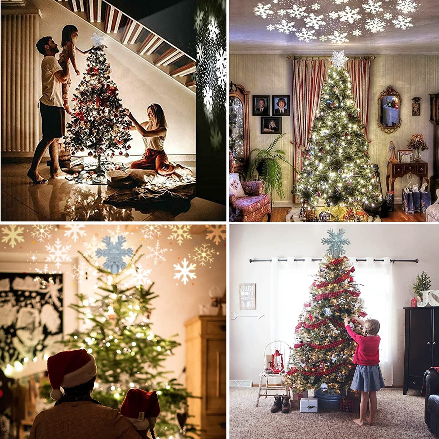 9.6” Christmas Tree Toppers w/ Rotating 3D Silver Snowflake