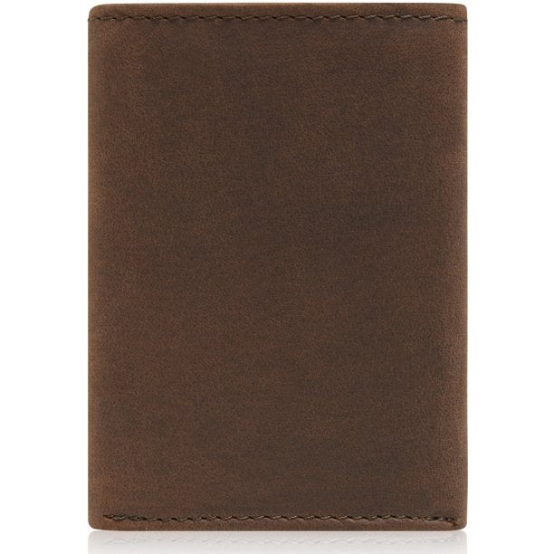 Genuine Leather Trifold Wallets For Men Brown Crazyhorse With ID Window Gifts For Men RFID Blocking