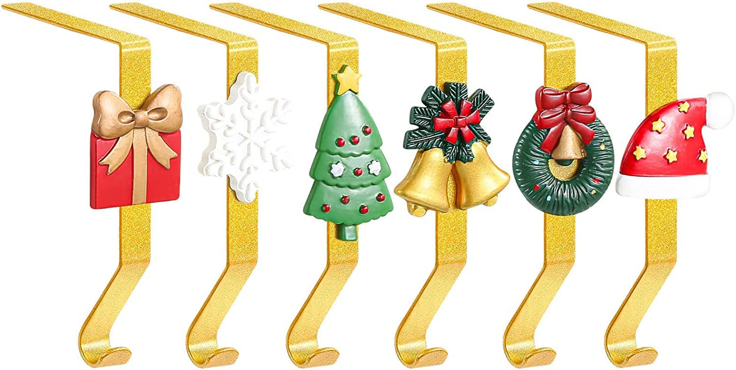6 Pack Gold Christmas Stocking Holders