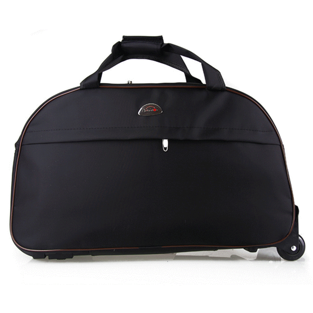 24" Duffle Bag Rolling Wheeled Trolley Luggage- Black