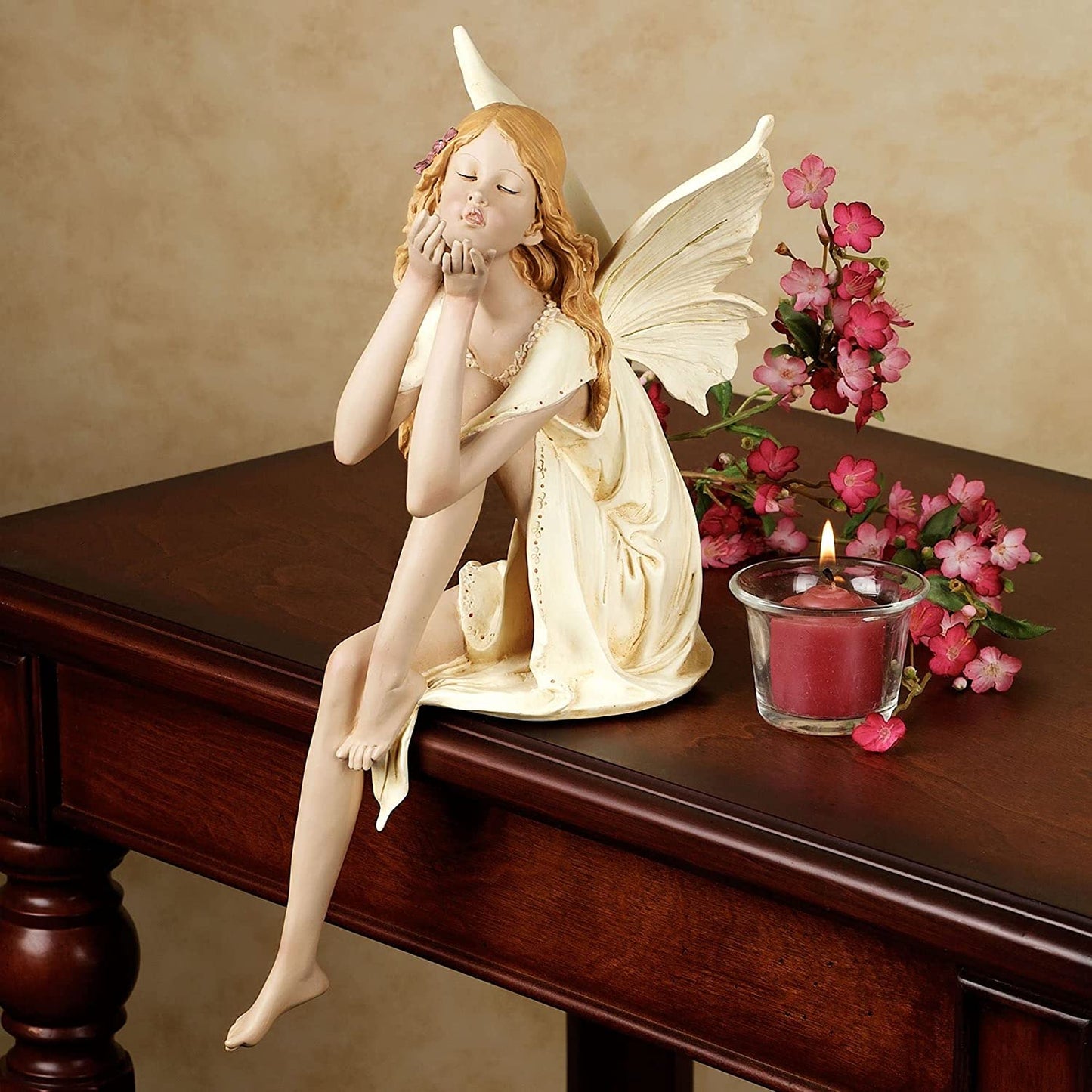 Pixie Dust Fairy Figurine Shelf Sitter - Mauve Ivory for Home Decoration