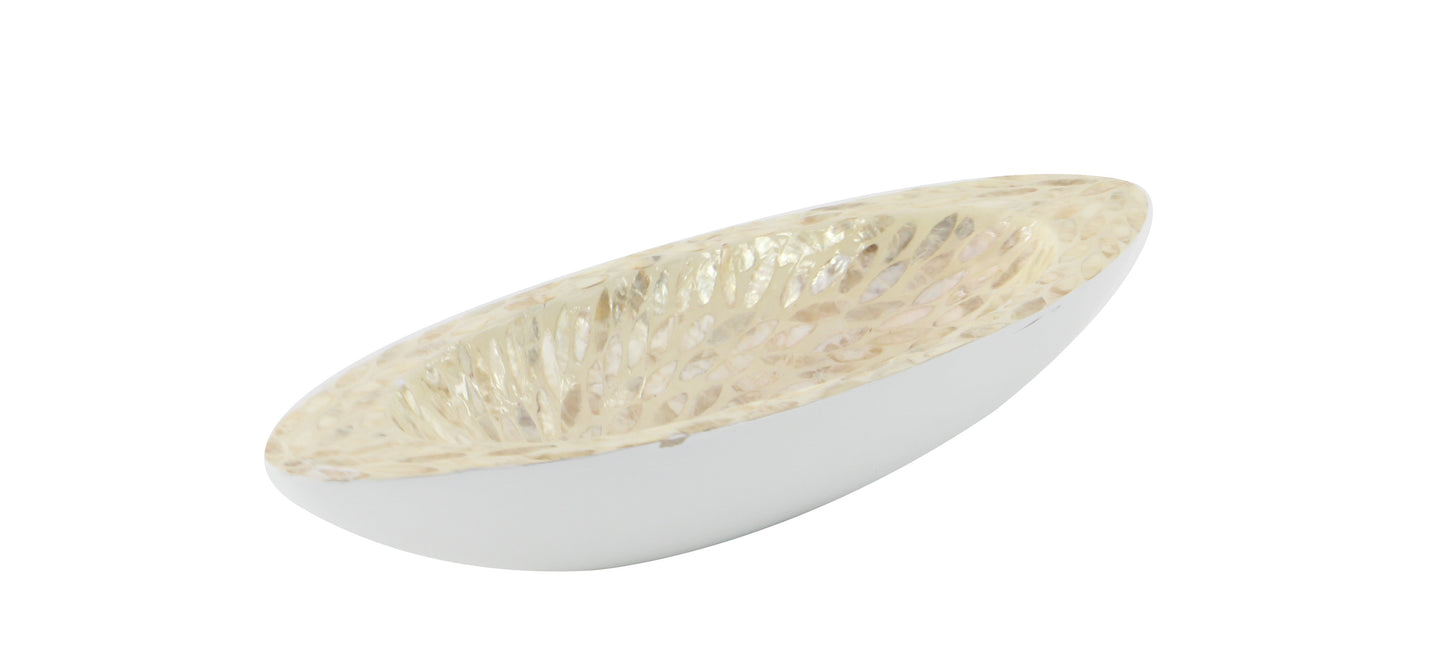 21"W, 4"H Coastal White Tray for Home Decoration