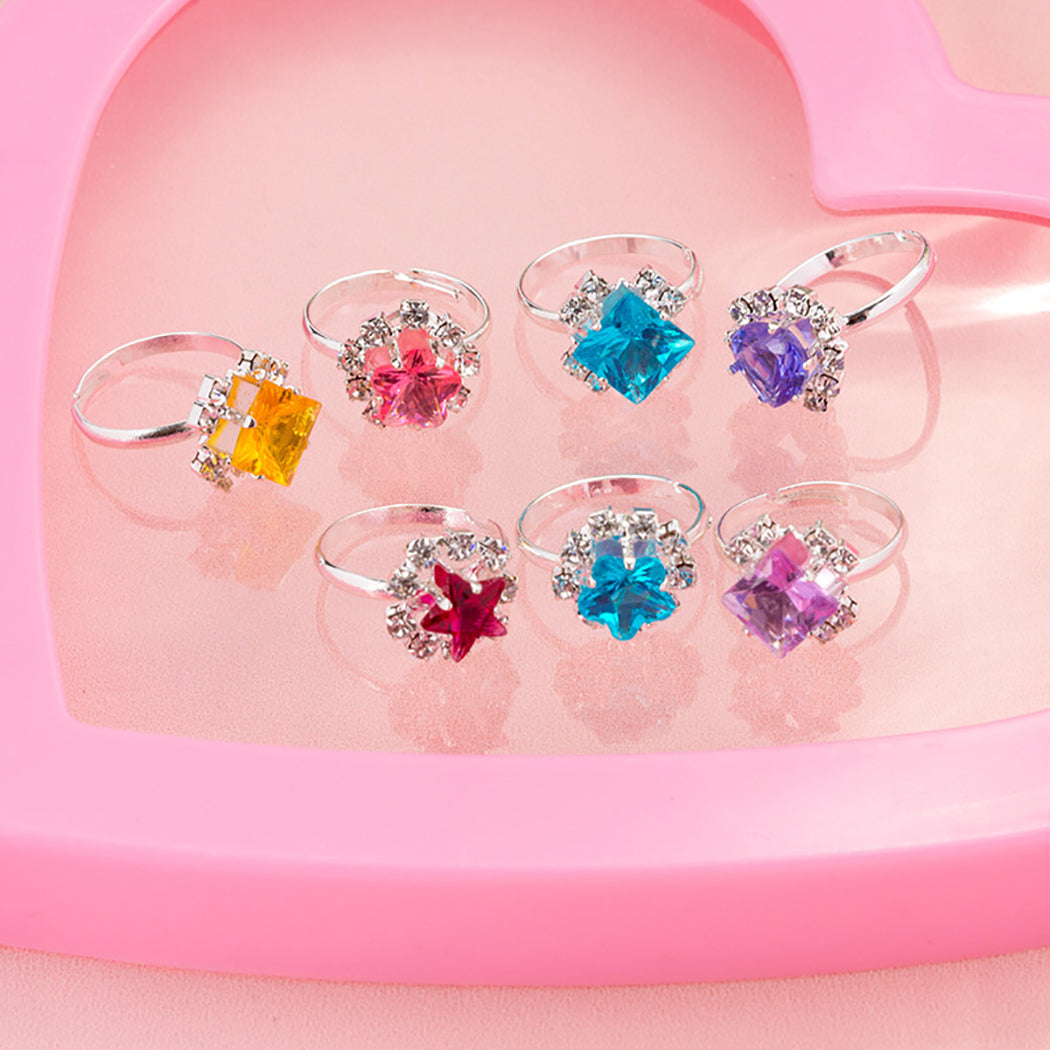 36PCS Kids Ring, Cute Cartoon Rhinestone Adjustable Ring for Kids