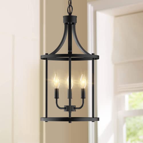 3 Light Farmhouse Black Chandelier Pendant Lighting,Open Frame