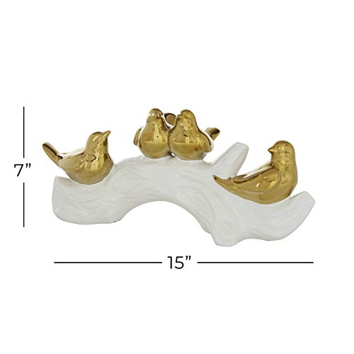 Porcelain Sculpture for Home Decor, 14" L x 5" W x 6" H, Gold