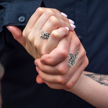 5Pcs Vintage Punk Rings Set, Stainless Adjustable Rings for Men