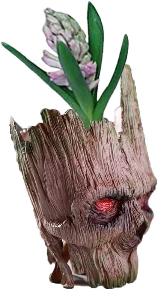 Skull Flower Pot/Treeman Pen & Brush Holder (Brown)