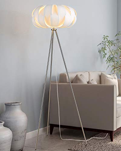 Tripod Modern Floor Lamp w/ DIY Puzzle Lamp Shade, White