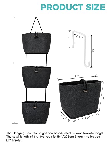 3 Tier Hanging Basket Over the Door Organizer or Storage Bins