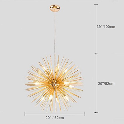 Sputnik Chandelier Mid-Century 12-Light Golden Pendant Light