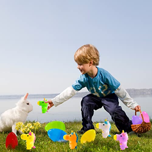 6 Pcs Easter Eggs w/ Unicorn Pop Toys for Easter Basket Stuffers