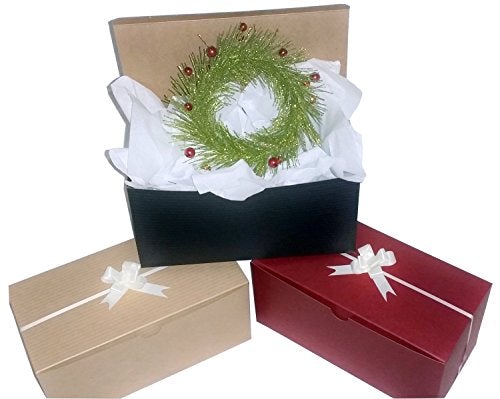Colored Gift Boxes 9 x 4.5 x 4.5 inch Set of 10 Including Pull Bows & Tissue Paper
