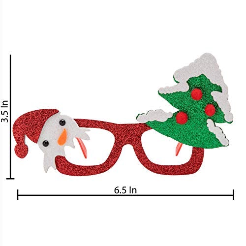 Pack of 18 Christmas Glasses Glitter Frame Assorted Styles (One Size Fits All)