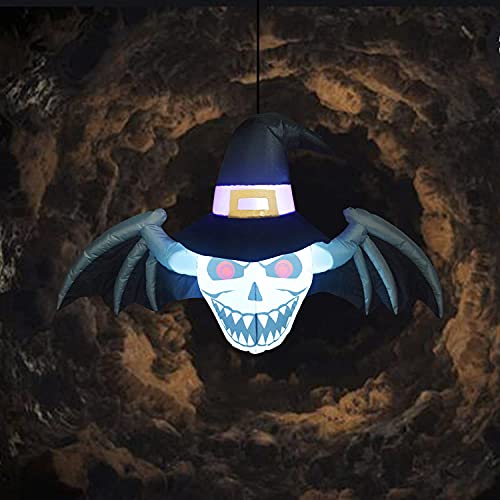 4 Ft Halloween Inflatables Decoration Winged Demon’s Head w/ LED