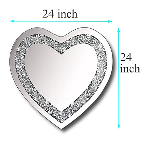 Crystal Crush Diamond Heart Shaped Silver Mirror