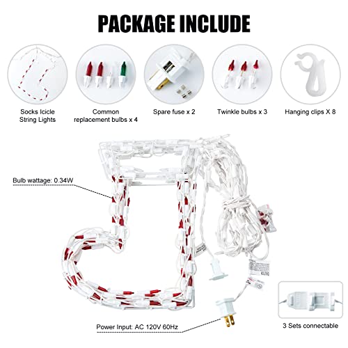 13ft 180 Bulbs Glowing Cord Christmas Icicle Lights Decoration