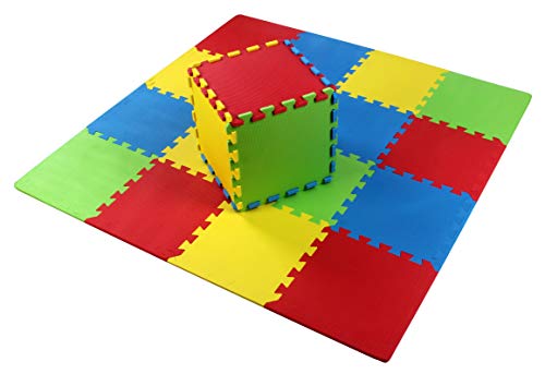 Kid's Puzzle Exercise Play Mat w/ EVA Foam Interlocking 16 Tiles, 4 Colors