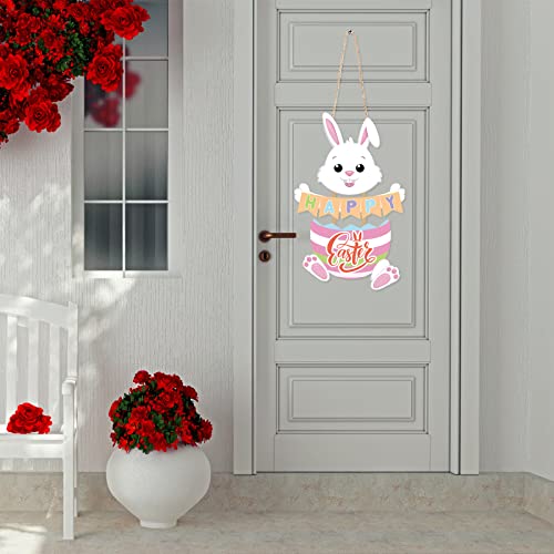 Bunny Happy Easter Door Sign Decoration 14.5 x 5 Inch