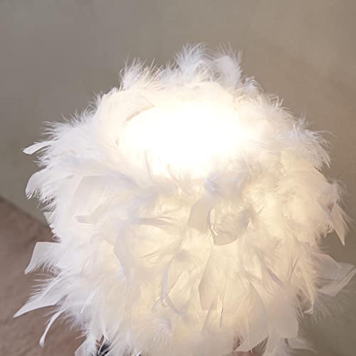 Heart Shape White Feather Table Lamp