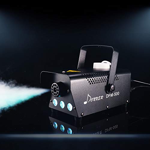 Fog Machine w/ RGB LED lights, w/ Wireless & Wired Remote Control for Parties