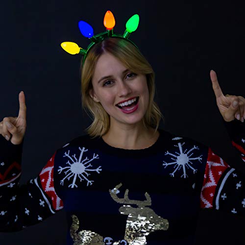 6 Pcs Fun & Festive Christmas Flashing LED Light Bulb Headband