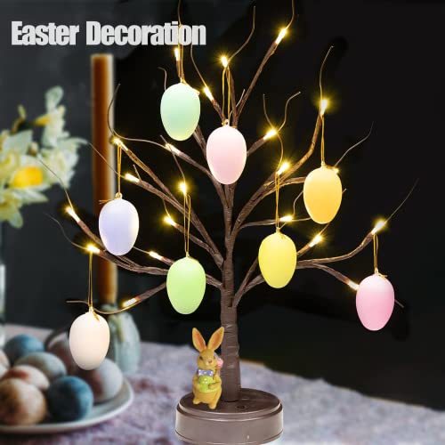 LED Lighted Tree 21 Inch Tabletop Easter Tree Lights w/ Easter Eggs Bunny Ornaments