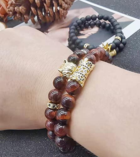 4 pcs Gold Plated Crown King Charm Beads Bracelet