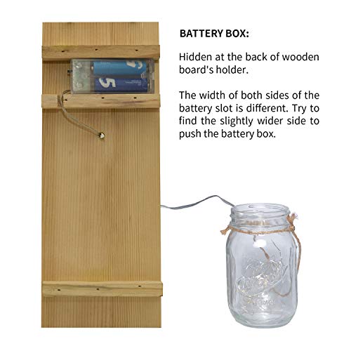 Rustic Mason Jar Wall Decor Sconces - Decorative Hanging with LED Fairy Strip Lights & Hydrangea Flowers (Set of 2)