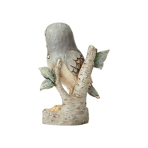 Jim Shore Heartwood Creek White Woodland Owl On Branch Stone Resin Figurine, 4.49", Grey