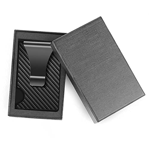 Carbon Fiber Minimalist Wallet for Men - RFID Blocking Credit Card Holder- Money Clip Slim Front Pocket