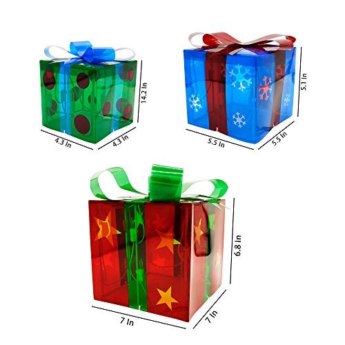 Christmas Light Gift Boxes Décor Set of 3