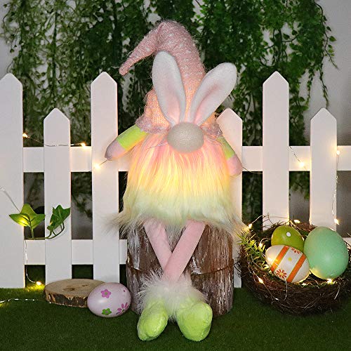 Handmade Easter Bunny Gnomes Tomte w/ Light - Easter Decor