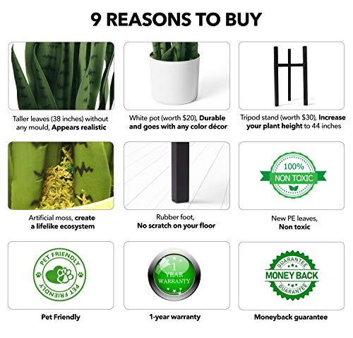 Artificial Snake Plant 38" Large Faux Sansevieria Plant
