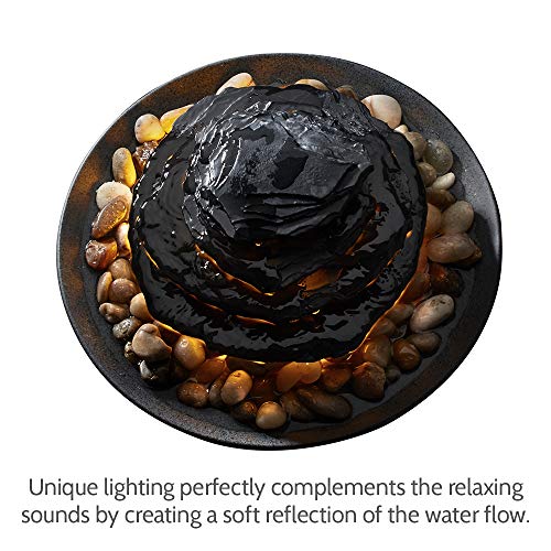 Tabletop Fountain w/ Natural Water Sounds & Unique Underwater Lighting (Gray)