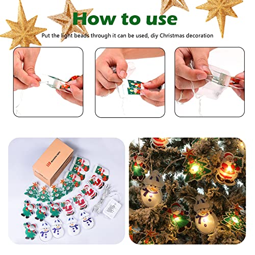 20pcs Painted Christmas String Lights, 8.5 FT LED Battery Operated