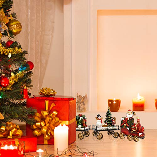 Christmas Express Train Table Decor Holiday 3 Piece Mini 6" Stone Resin Decoration