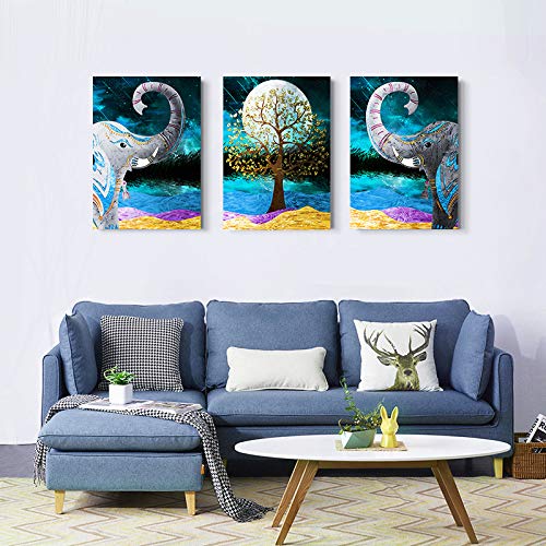 Vibrant Modern Elephant Canvas Wall Art for Home