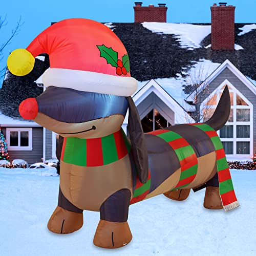 6 FT Long Christmas Inflatable Weiner Dog w/ LEDs
