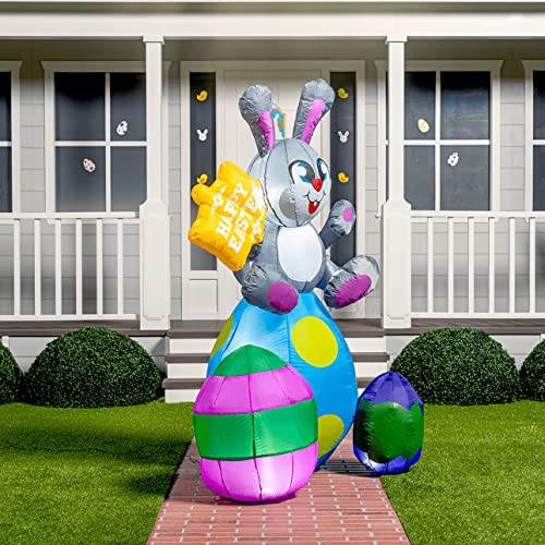 6 ft Tall Easter Bunny & Eggs w/ Build-in LEDs