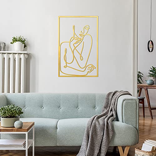 Metal Gold Female Wall Decoration 16 x 10.6 inch Modern Abstract