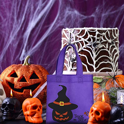 30 Packs Halloween Non-woven Trick or Treat Candy Goodies Tote Bags, 4 Styles, 8 by 8 Inches