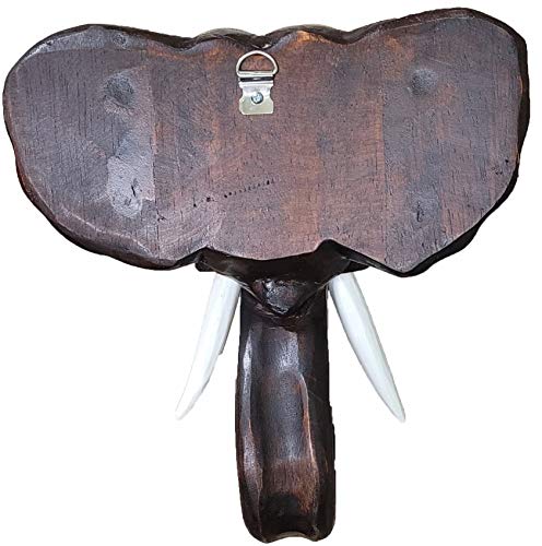 Hand Carved Mahogany Wood Elephant Head Wall Sculpture Decoration