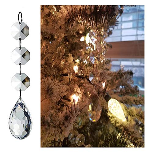 24pcs Crystal Diamonds Christmas Tree Ornament Dangle Drop Balls-Clear