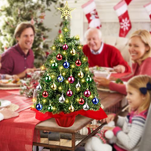 24 Inch Mini Christmas Tree w/ Lights & Ornaments