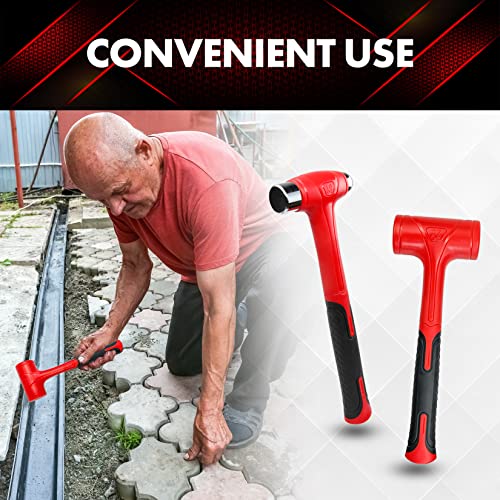 Dead Blow Hammer Set, 2 Piece/16oz(1LB) Pein Hammer, 27oz(1.5LB), Red a& Black, Shockproof Design