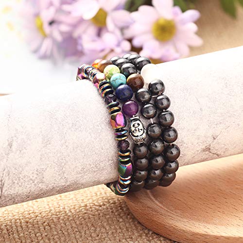 12Pcs Hematite Set Magnet Stone Anxiety Relief Magnetic Therapy Bracelet